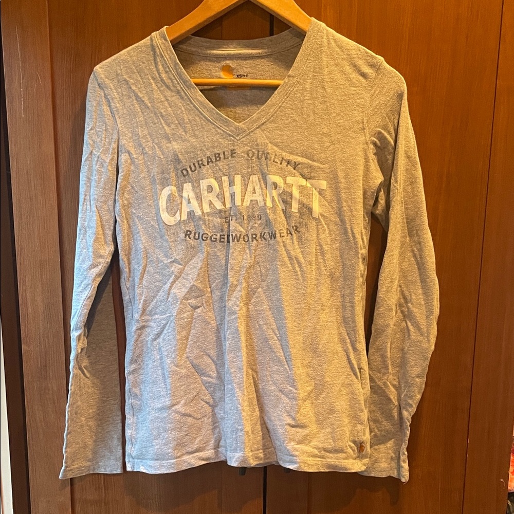 Carhartt Heather Gray V-Neck Long Sleeve